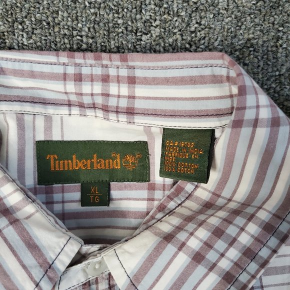 Timberland Shirt Adult XL Extra Large White Red Outdoors Button Up Camp Mens - Picture 5 of 5